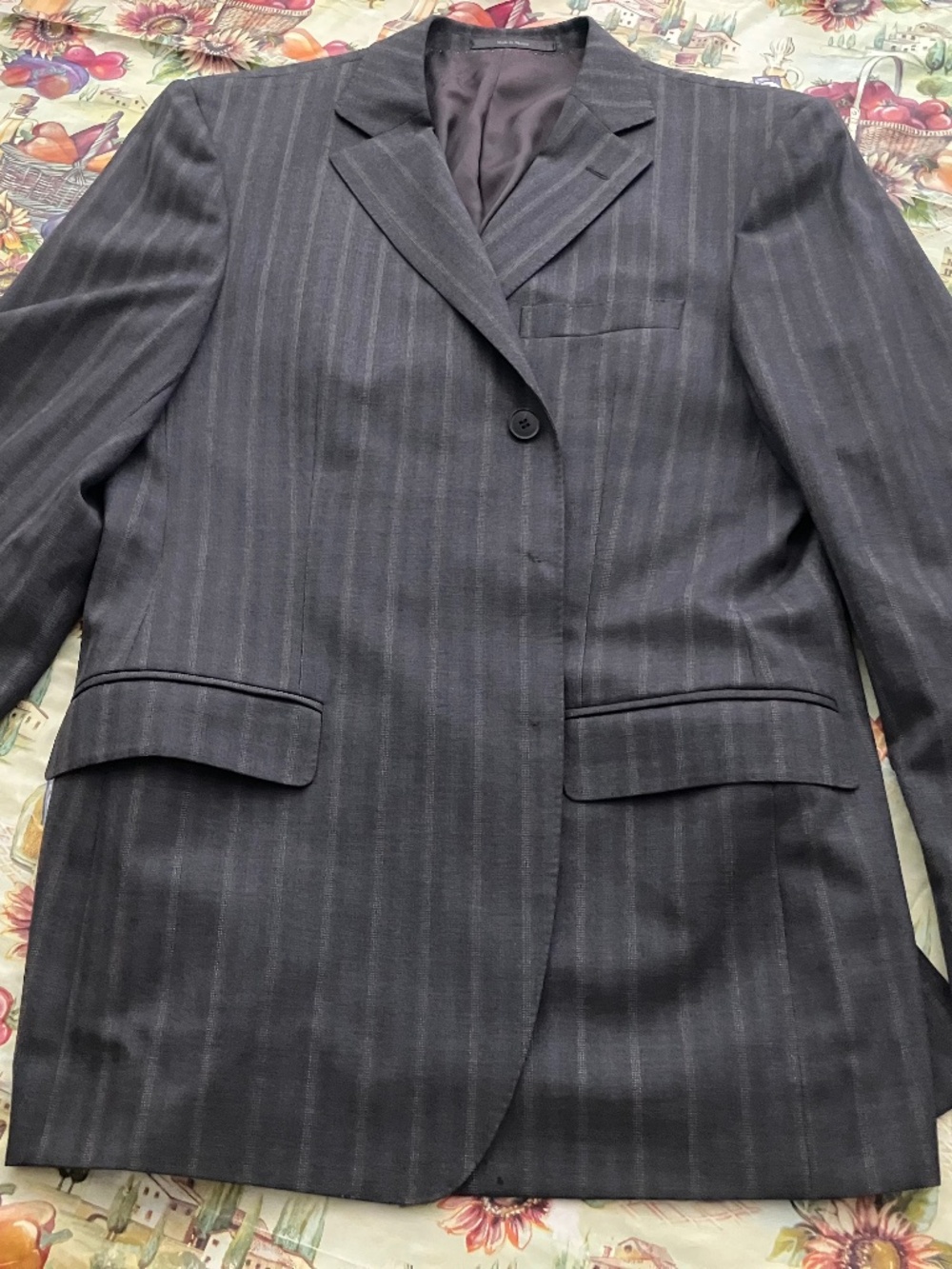 VTG Ermengildo Zegna 52R Plaid Striped Navy Blazer Mexico Rayon